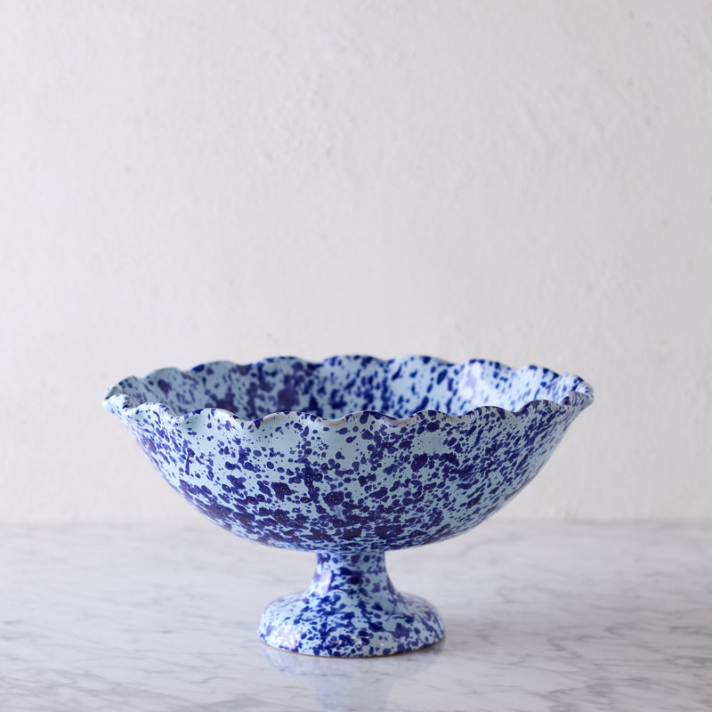 Splatterware Fluted Fruit Bowl, Blue on Blue