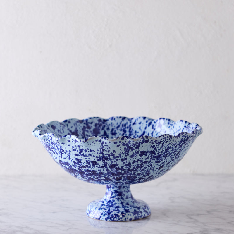 Splatterware Fluted Fruit Bowl, Blue on Blue