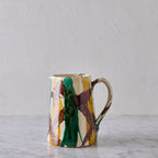 Pitcher in Striped Brushstroke Glaze, Brown, Green & Yellow