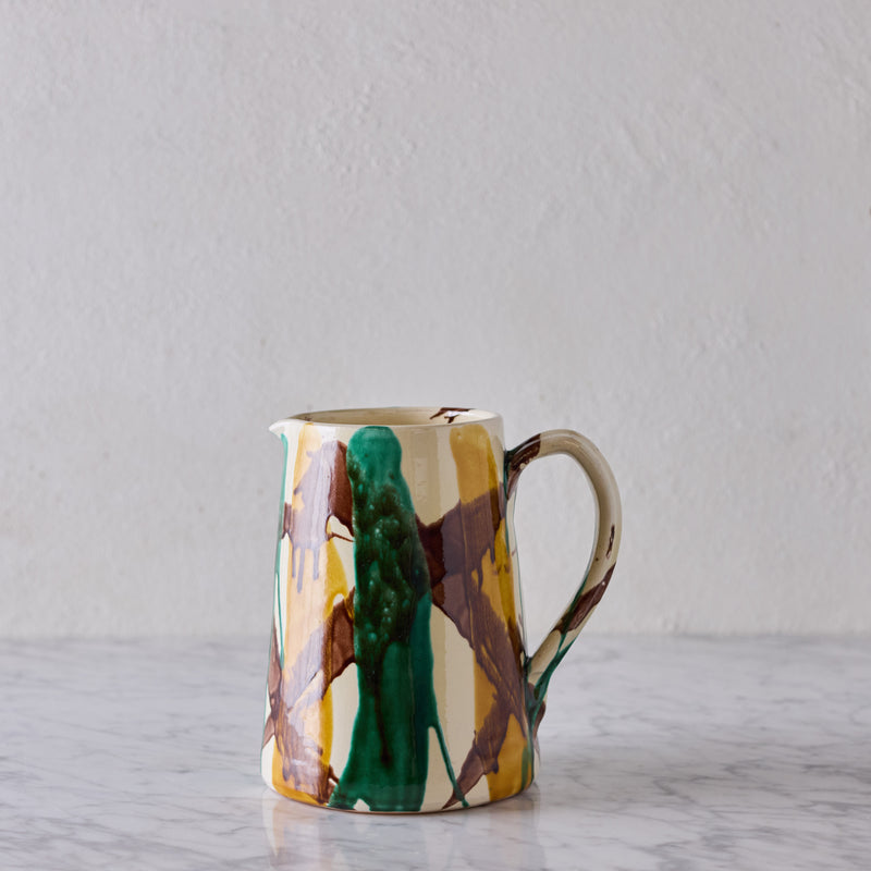 Pitcher in Brushstroke Glaze, Brown, Green & Yellow