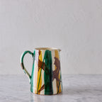 Pitcher in Striped Brushstroke Glaze, Brown, Green & Yellow