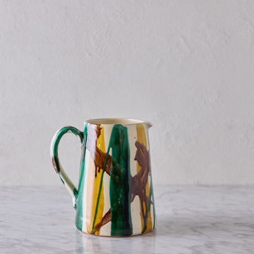 Pitcher in Brushstroke Glaze, Brown, Green & Yellow