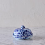 Splatterware Butter Dish, Blue on Blue