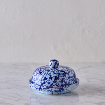 Splatterware Butter Dish, Blue on Blue