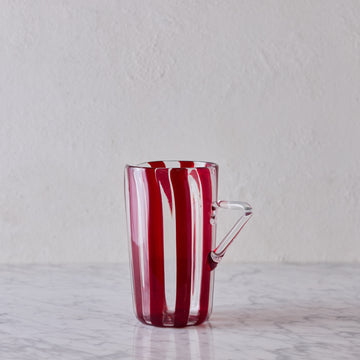 Murano Striped Glass Pitcher, Red & Clear