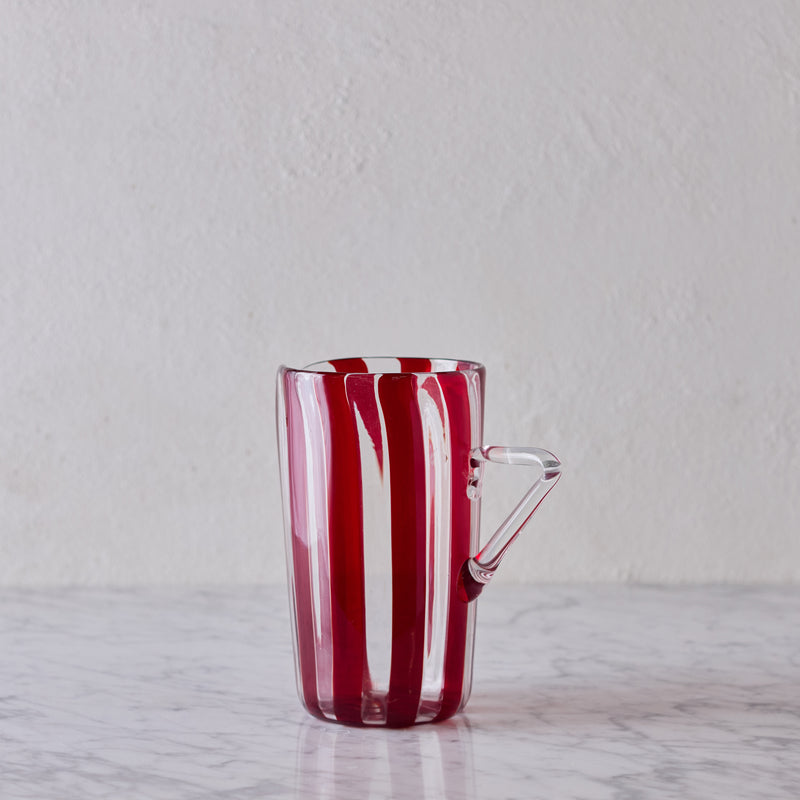 Murano Glass Pitcher, Red & Clear