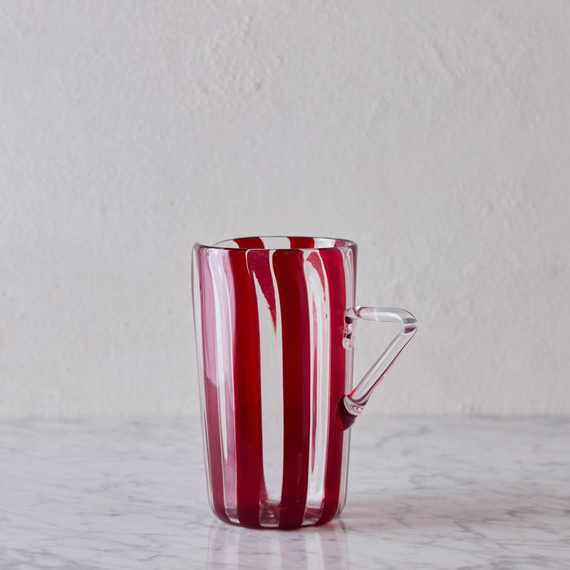 Murano Glass Pitcher, Red & Clear