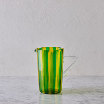 Murano Striped Glass Pitcher, Yellow & Green