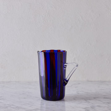 Murano Glass Pitcher, Dark Blue & Amber