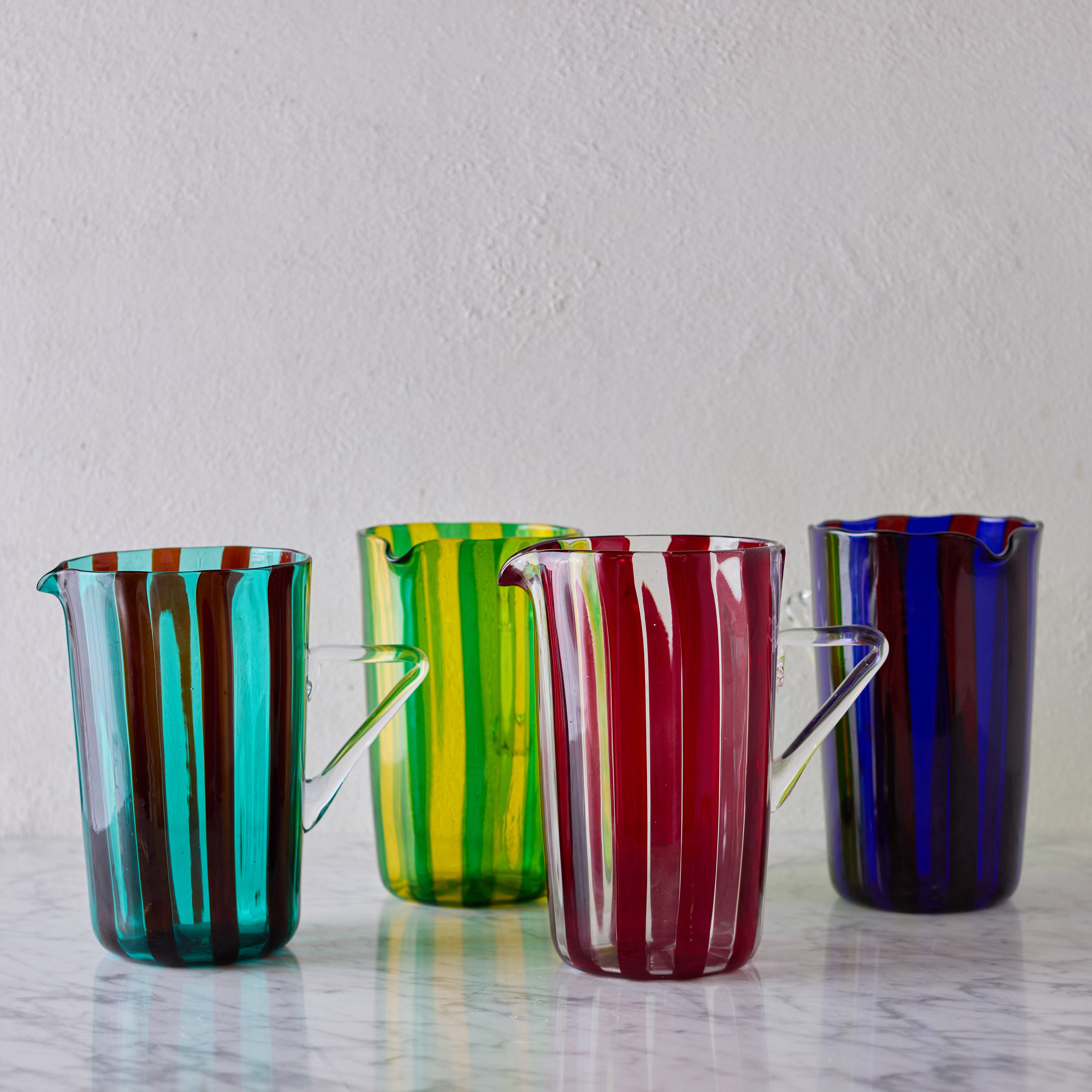 Murano Striped Glass Pitcher, Red & Clear – Reed Smythe & Company