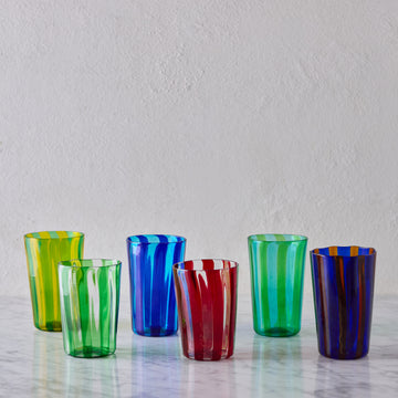 Tall Murano Glass Tumbler, Marine Green & Green Stripe