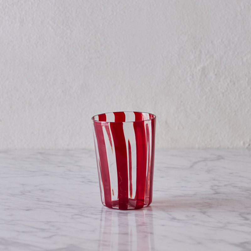 Murano Glass Tumbler, Red & Clear