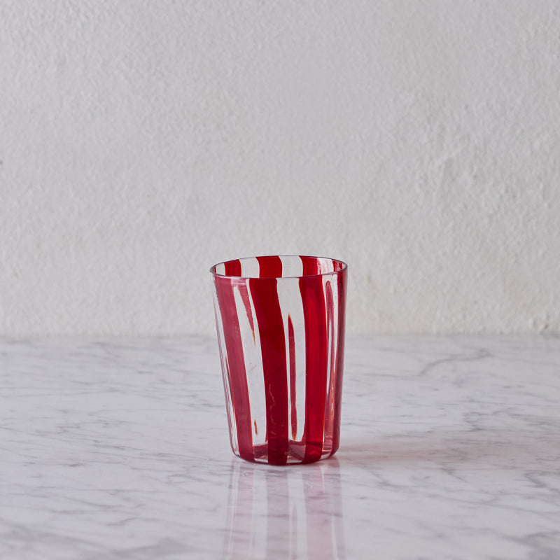 Murano Glass Tumbler, Red & Clear