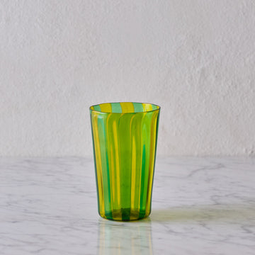 Murano Glass Tumbler, Green & Yellow