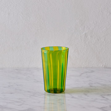 Murano Glass Tumbler, Green & Yellow