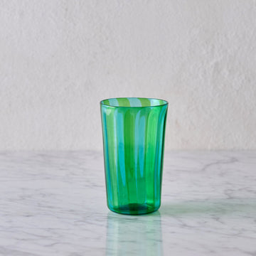 Tall Murano Glass Tumbler, Marine Green & Green Stripe