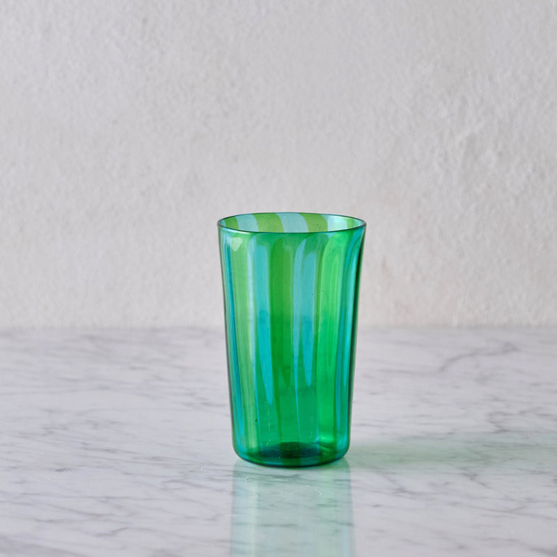 Tall Murano Glass Tumbler, Marine Green & Aquamarine