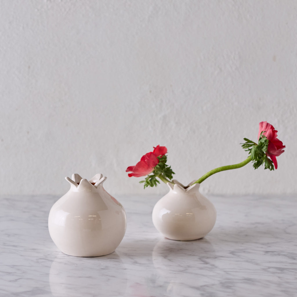 Glazed Terracotta Pomegranate, Small White