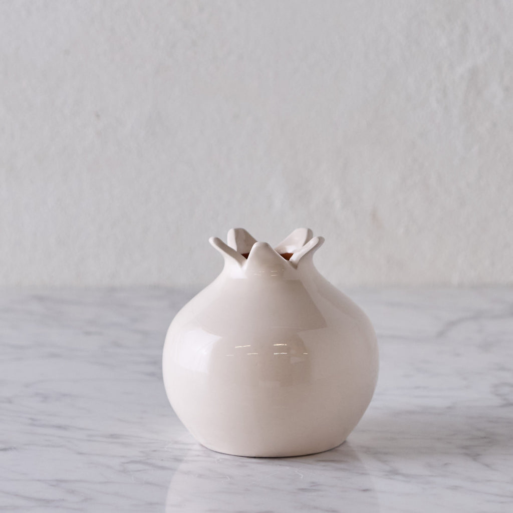 Glazed Terracotta Pomegranate, Small White