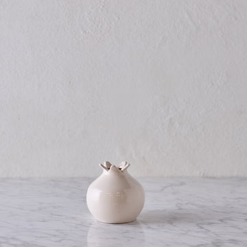 Glazed Terra Cotta Pomegranate, Small White