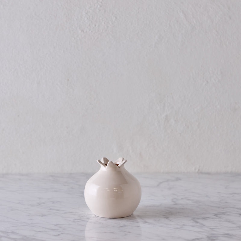 Glazed Terra Cotta Pomegranate, Small White