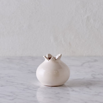 Glazed Terra Cotta Pomegranate, Large White