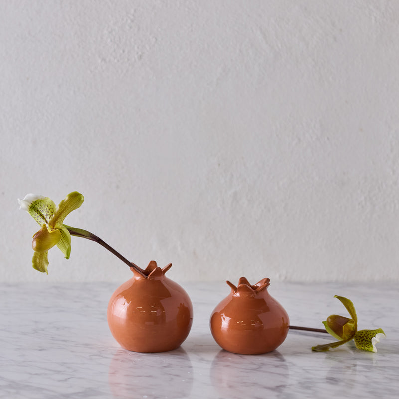 Glazed Terra Cotta Pomegranate, Small Terracotta