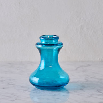 Hand Blown Bulb Vase, Low Turquoise