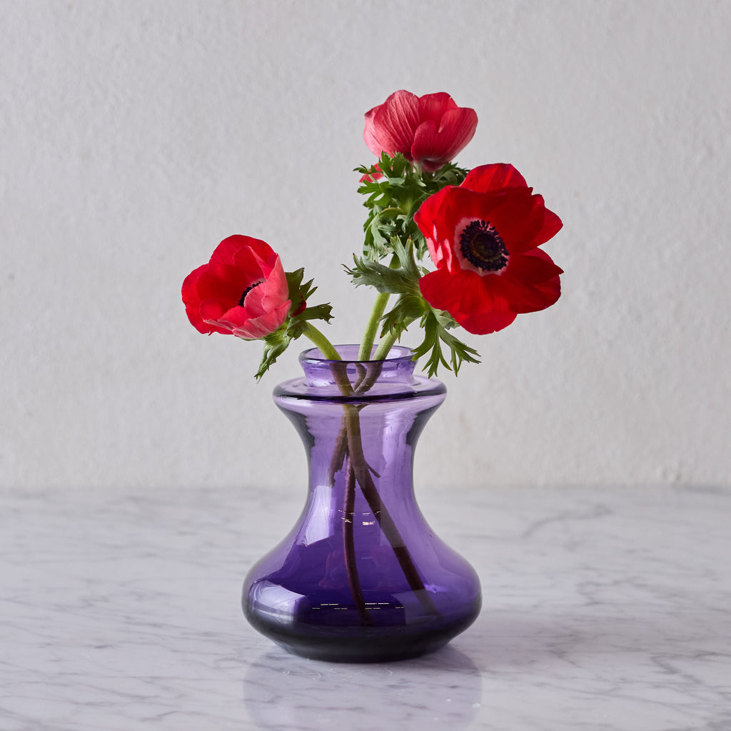 Hand Blown Bulb Vase in Amethyst, Round