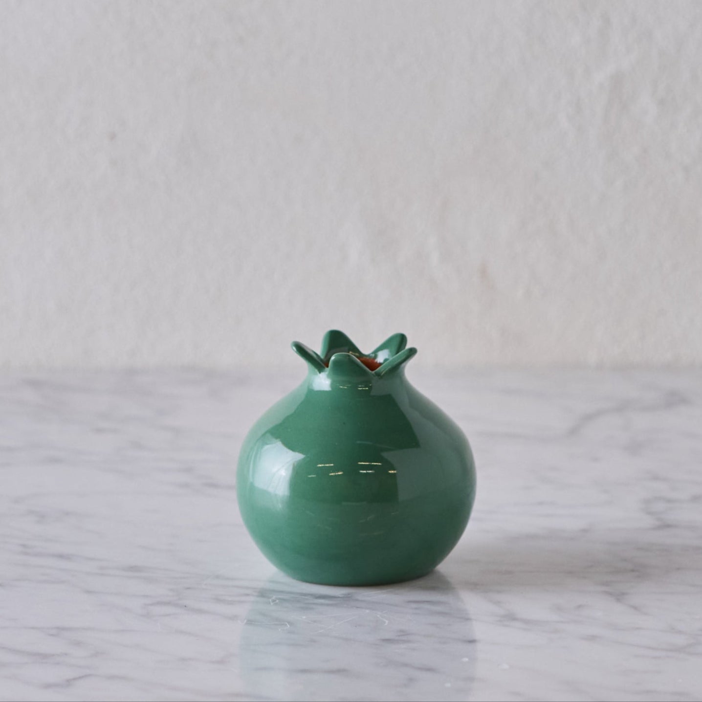 Glazed Terracotta Pomegranate, Small Green
