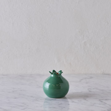 Glazed Terra Cotta Pomegranate, Small Green