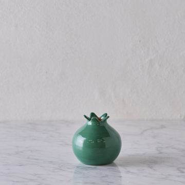 Glazed Terra Cotta Pomegranate, Small Green