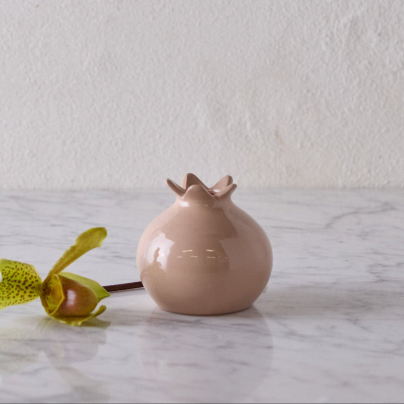 Glazed Terracotta Pomegranate, Large Bisque