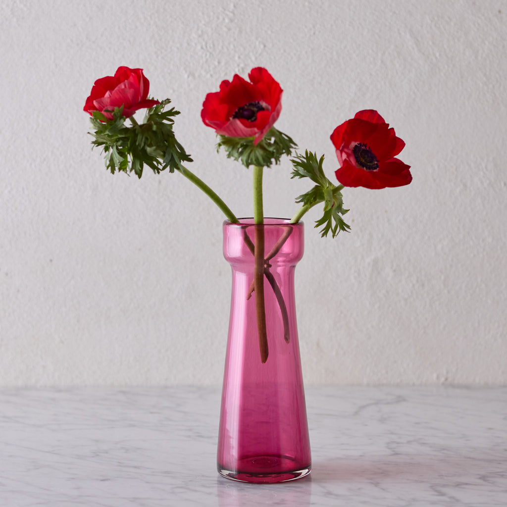 Handblown Bulb Vase, Tall Rose
