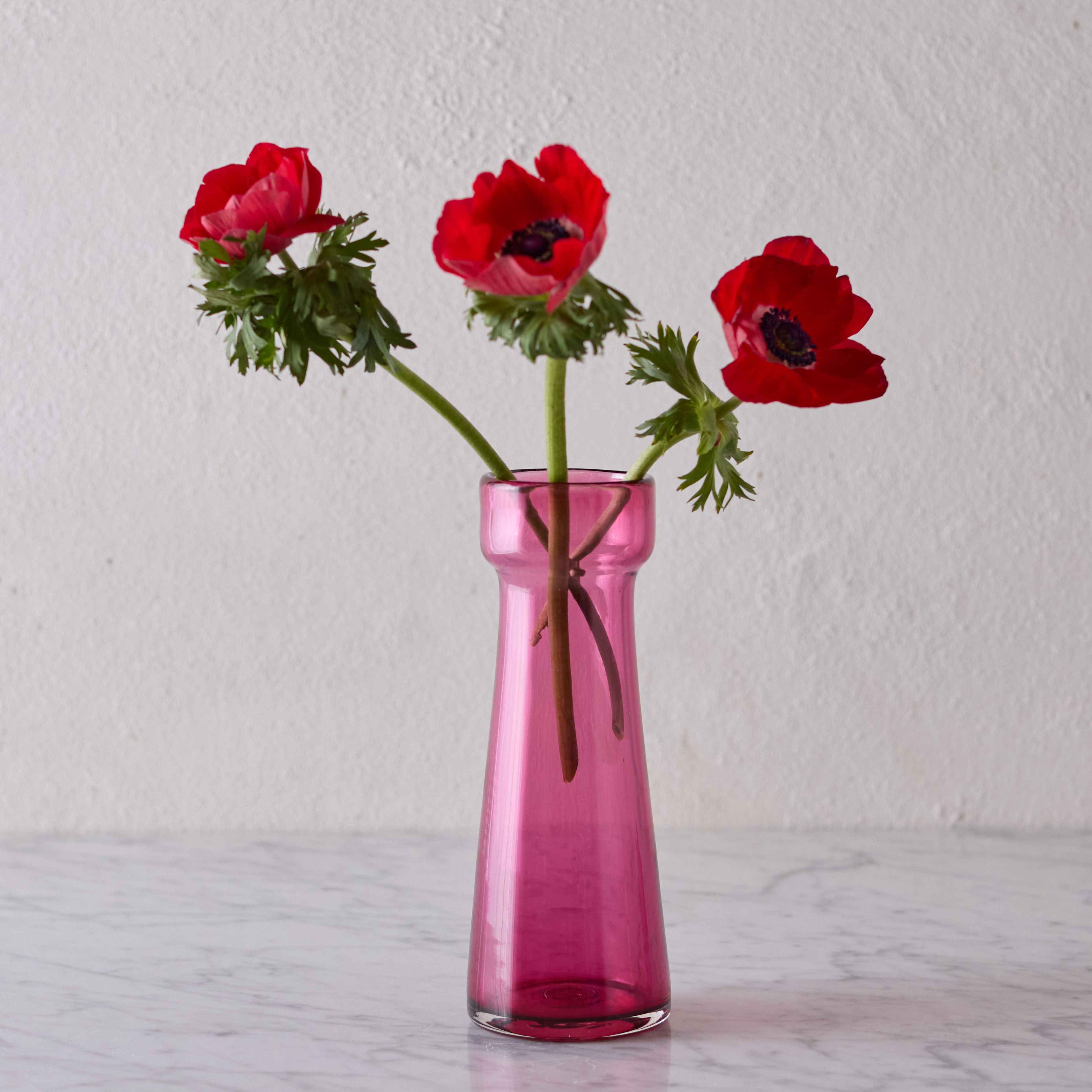 Handblown Bulb Vase, Tall Rose