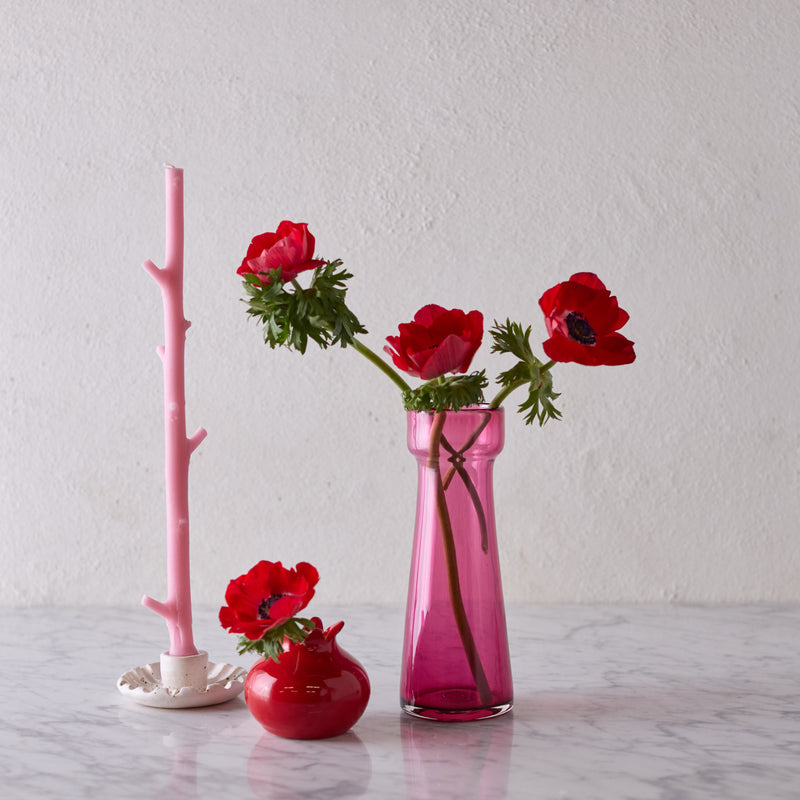 Hand Blown Bulb Vase in Rose