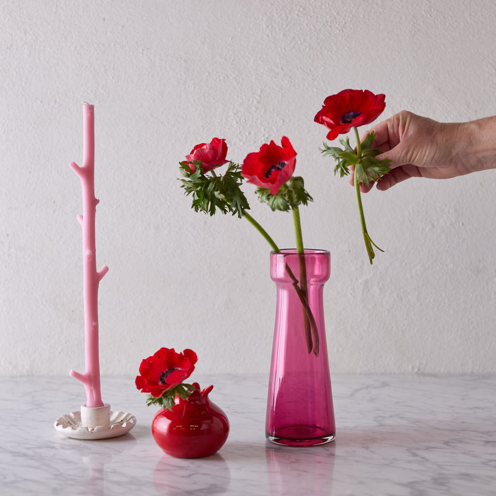 Hand Blown Bulb Vase in Rose, Round