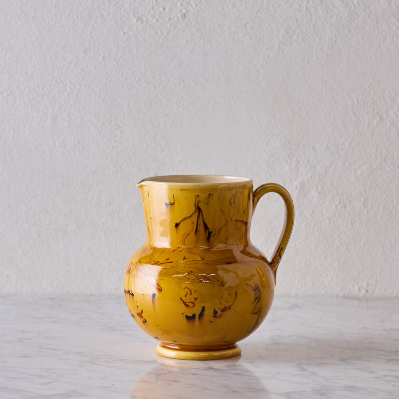 Apulian Pitcher in Amber with Dark Marble Glaze