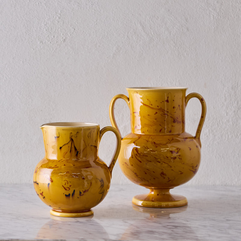 Apulian Pitcher in Amber with Dark Marble Glaze