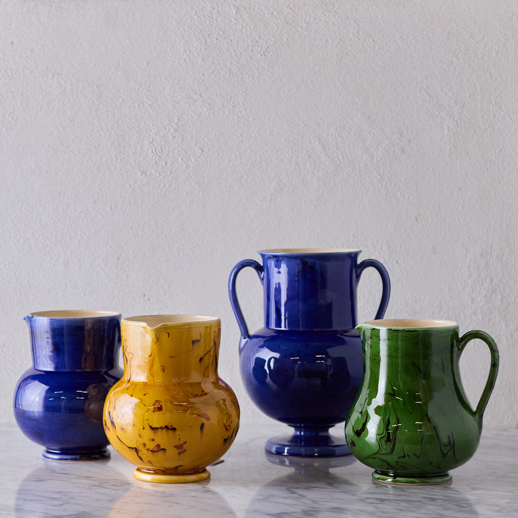 Apulian Pitcher in Blue Marble Glaze