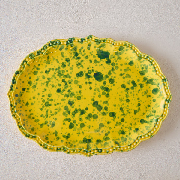 Splatterware Oval Platter, Green on Yellow – Reed Smythe  display picture 3