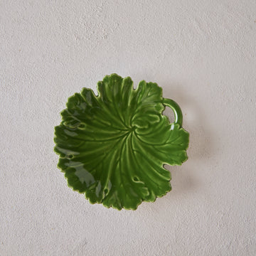 French Earthenware Grape Leaf Dish, Medium