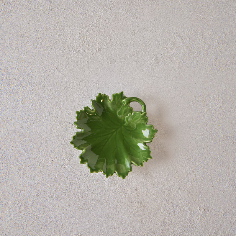 French Earthenware Grape Leaf Dish, Small