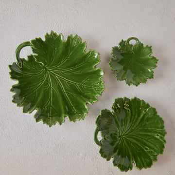 French Earthenware Grape Leaf Dish, Small