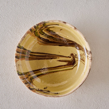 Romanian Drip Glaze Bowl, Large Cream