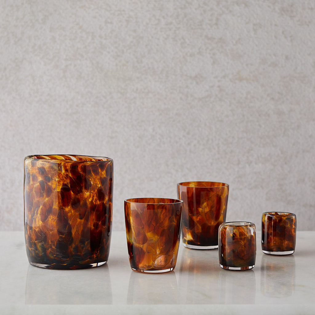 Set of 2 Tortoise Low Ball Glasses
