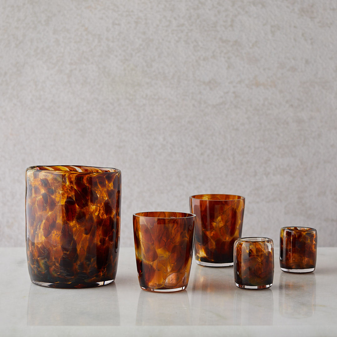 Set of 2 Tortoise Low Ball Glasses