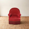 Napoleon III Crapaud Chair in Red Velvet with a Fringed Skirt