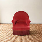 Napoleon III Crapaud Chair in Red Velvet with a Fringed Skirt