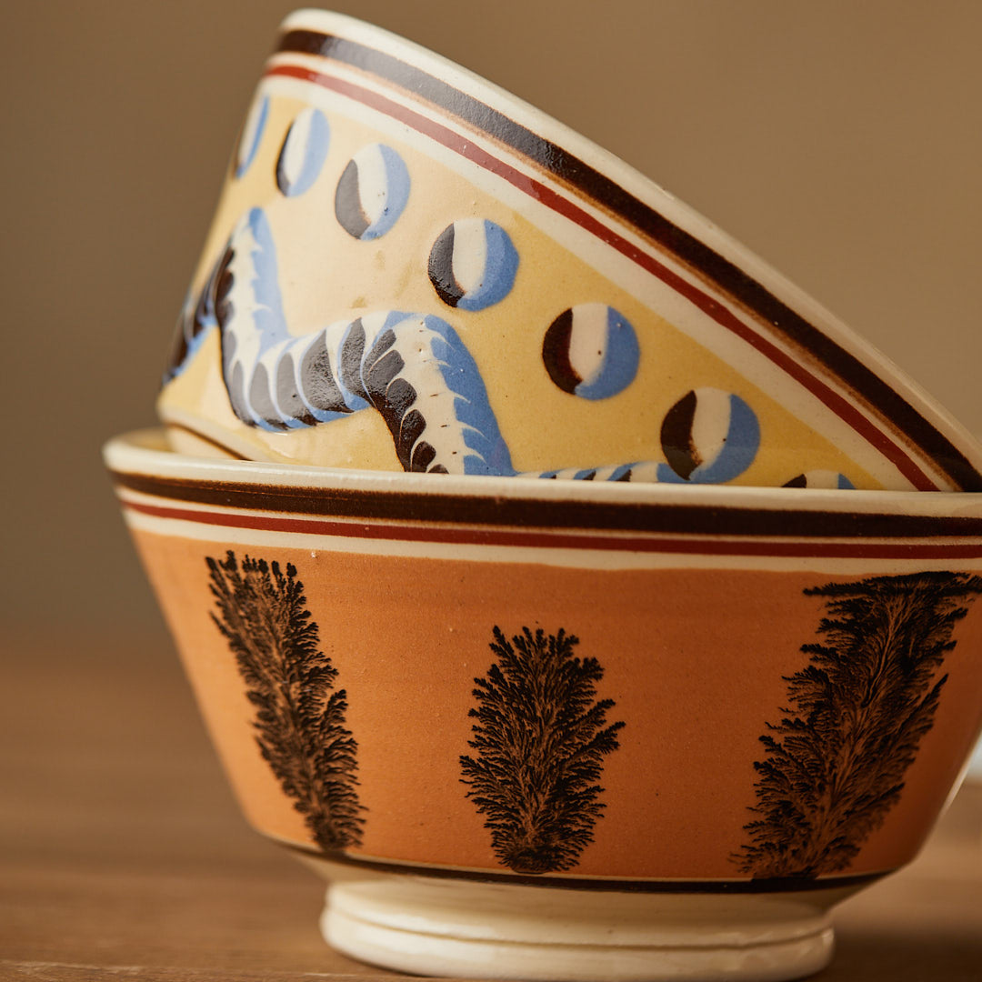 Large Mochaware Bowl, Seaweed Persimmon